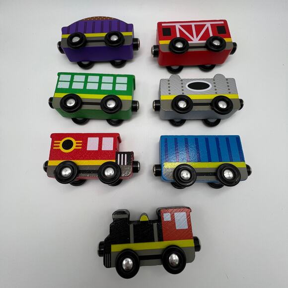 Melissa & Doug Wooden Train Engine Coach Caboose Cars Signs Thomas Railway BRIO - Picture 5 of 8